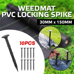 Home Store Weedmat PVC Locking Spike Peg 30MM (D) x 150MM 6'' (L) Black - 10PCS