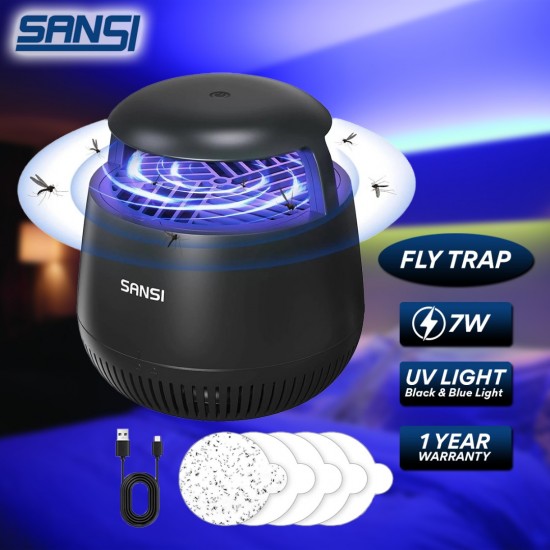 SANSI C23YC002 Fruit Fly Traps for Indoors Home Gnat Traps House with Suction, Bug Zapper Indoor Mosquito Zapper with 5pcs Sticky Glue Boards