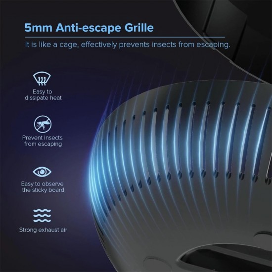 SANSI C23YC002 Fruit Fly Traps for Indoors Home Gnat Traps House with Suction, Bug Zapper Indoor Mosquito Zapper with 5pcs Sticky Glue Boards