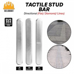 Selamat Stainless Steel 304 Tactile Blind Path Stud Directional Bar - D1 Flat, D2 Diamond, D3 Lines