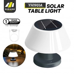 Suriang YH1901A Type-C Rechargeable LED Solar Table Light 4000K Cool White IP54 Waterproof For Indoor & Outdoor