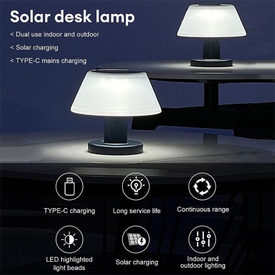 Suriang YH1901A Type-C Rechargeable LED Solar Table Light 4000K Cool White IP54 Waterproof For Indoor & Outdoor