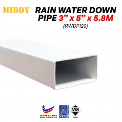 Middy RWDP120 UPVC Rain Water Down Pipe 5'' 120MM x 3'' 80MM x 5.8M - Rectangular