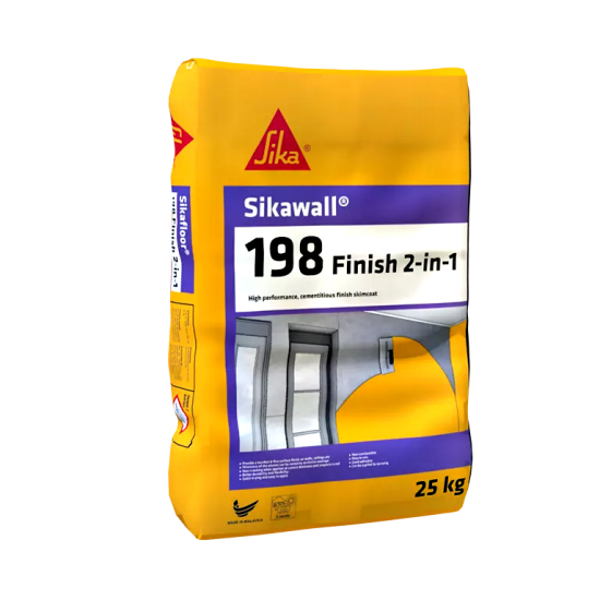 SikaWall 198 Finish 2-in-1 High Performance Cementitious Finish Skimcoat For Internal & External Wall 25KG (Grey) SikaWall 198 Finish 2-in-1 High Performance Cementitious Finish Skimcoat For Internal & External Wall 25KG (Grey)