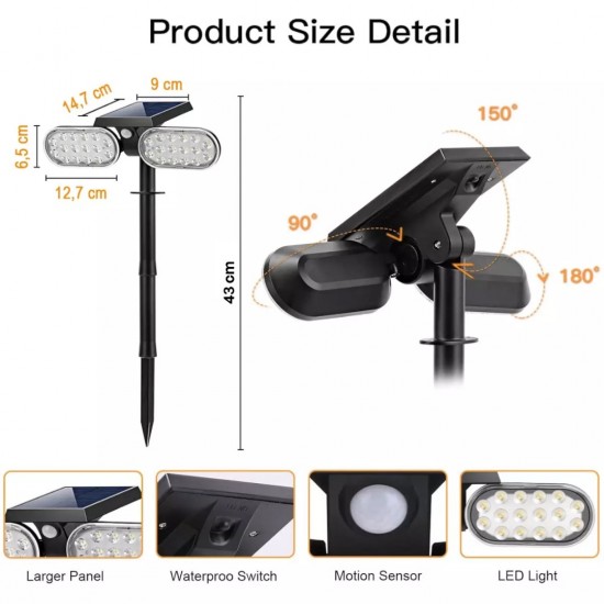 Suriang YH0518-PIR Solar Spotlight With Motion Sensor IP65 Waterproof LED Warm White Light Suriang YH0518-PIR Solar Spotlight With Motion Sensor IP65 Waterproof LED Warm White Light