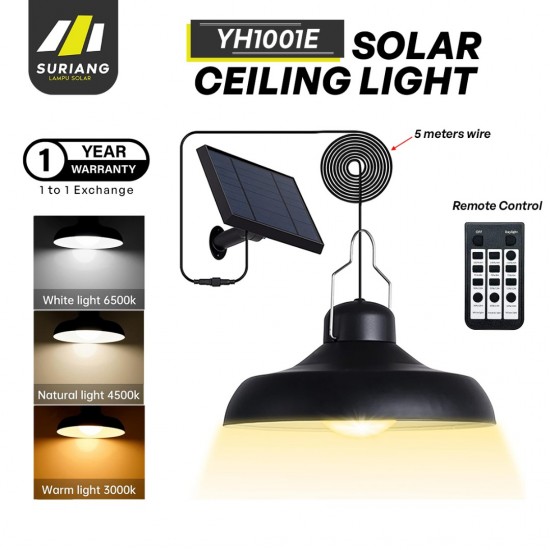 Suriang YH1001E Solar Pendant Ceiling Light IP44 Waterproof LED With 3 Mode Light (White, Neutral, Yellow)