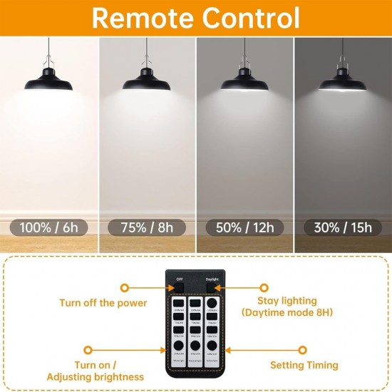 Suriang YH1001E Solar Pendant Ceiling Light IP44 Waterproof LED With 3 Mode Light (White, Neutral, Yellow)