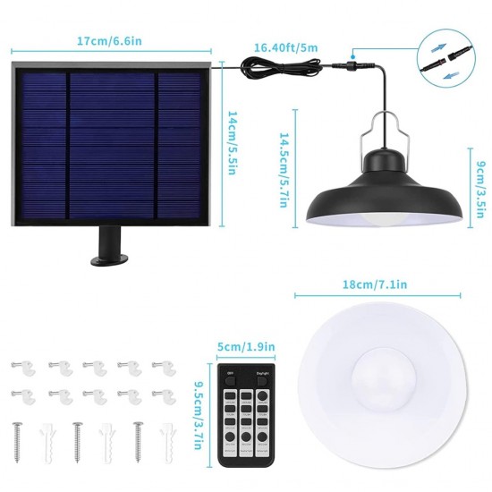 Suriang YH1001E Solar Pendant Ceiling Light IP44 Waterproof LED With 3 Mode Light (White, Neutral, Yellow)