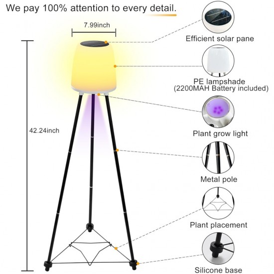Suriang YH2401 Solar Floor Plant Grow Light IP65 Waterproof LED Warm White Light + RGB Suriang YH2401 Solar Floor Plant Grow Light IP65 Waterproof LED Warm White Light + RGB