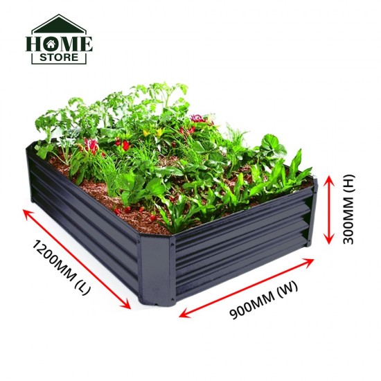 Home Store Type 5 Galvanized Raised Garden Bed 1200MM (L) x 900MM (W) x 300MM (H) - Rectangular Dark Grey Home Store Type 5 Galvanized Raised Garden Bed 1200MM (L) x 900MM (W) x 300MM (H) - Rectangular Dark Grey