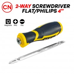 CN 2-Way Screwdriver 2 in 1 Flat/Philips Chrome Vanadium Steel 4'' (100MM) With Rubber Grip