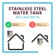 Esteel E1000FF Vertical Slim Tall Flat Bottom Without Stand SUS304 Stainless Steel Water Tank 1000L/220Gallons