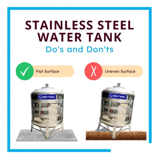 Esteel E1000FF Vertical Slim Tall Flat Bottom Without Stand SUS304 Stainless Steel Water Tank 1000L/220Gallons