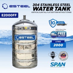 Esteel E2000FF Vertical Slim Tall Flat Bottom Without Stand SUS304 Stainless Steel Water Tank 2000L/440Gallons
