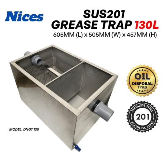 Nices DNGT130 SUS 201 Grease Trap 605MM (L) x 505MM (W) x 457MM (H) 130L