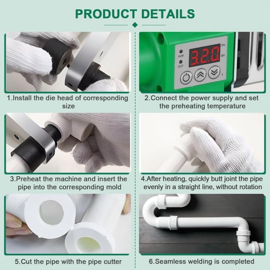 CN 'HUDI' #20-63D Digital PP-R Pipe Welding Machine Set 800W/1200W CN 'HUDI' #20-63D Digital PP-R Pipe Welding Machine Set 800W/1200W