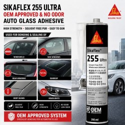 Sika Sikaflex 255 Ultra Windscreen Adhesive Primerless Auto Glass Urethane Silicone Sealant 310ML - Black Sika Sikaflex 255 Ultra Windscreen Adhesive Primerless Auto Glass Urethane Silicone Sealant 310ML - Black