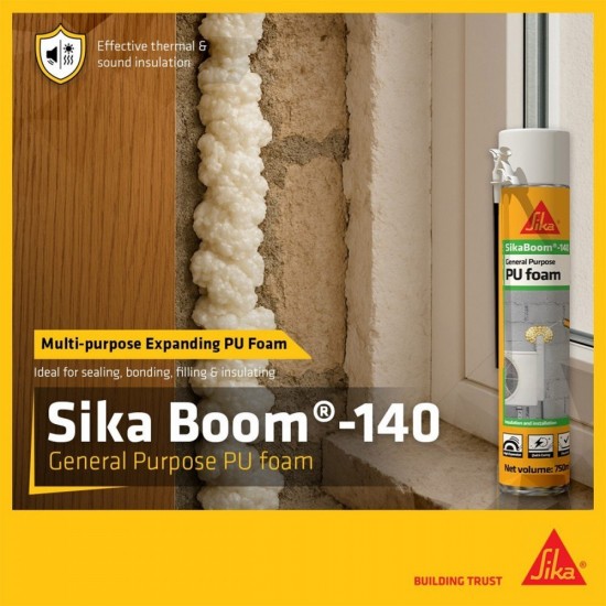 Sika Boom 140 General Purpose PU Foam 750ML - Light Yellow Sika Boom 140 General Purpose PU Foam 750ML - Light Yellow