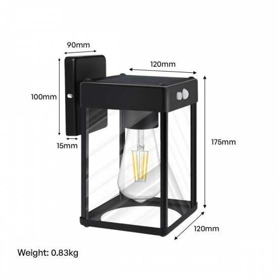 Suriang SWL301 Solar Wall Light Metal & Glass Body IP65 Waterproof LED Warm White Light Suriang SWL301 Solar Wall Light Metal & Glass Body IP65 Waterproof LED Warm White Light