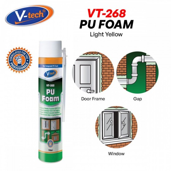 V-Tech VT-268 Polyurethane PU Foam 750ML - Light Yellow V-Tech VT-268 Polyurethane PU Foam 750ML - Light Yellow