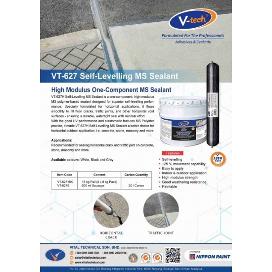 V-Tech VT-627 Self-Levelling MS Sealant Sausage 600ML - Black/Grey/White V-Tech VT-627 Self-Levelling MS Sealant Sausage 600ML - Black/Grey/White
