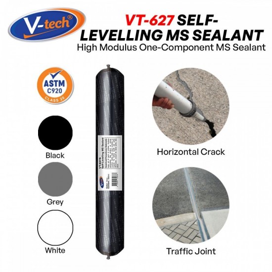 V-Tech VT-627 Self-Levelling MS Sealant Sausage 600ML - Black/Grey/White V-Tech VT-627 Self-Levelling MS Sealant Sausage 600ML - Black/Grey/White