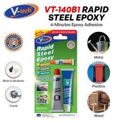 V-Tech VT-140B1 Rapid Steel Epoxy A Resin + B Hardener+ Vitalfix Super Glue 56.8G - Grey