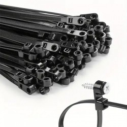 Home Store 6''/8''/10'' Black Nylon Cable Tie With Drilling Hole - 100PCS/PKT