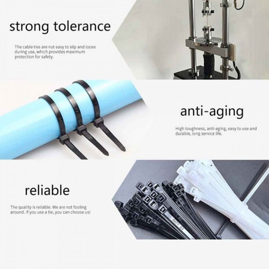 Home Store 12''/14''/16''/18''/20''/22''/24'' Black/White Nylon Cable Tie - 100PCS/PKT