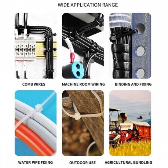 Home Store 12''/14''/16''/18''/20''/22''/24'' Black/White Nylon Cable Tie - 100PCS/PKT