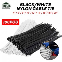 Home Store 12''/14''/16''/18''/20''/22''/24'' Black/White Nylon Cable Tie - 100PCS/PKT