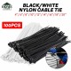 Home Store 12''/14''/16''/18''/20''/22''/24'' Black/White Nylon Cable Tie - 100PCS/PKT