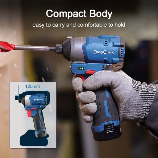 DongCheng DCKIT36BK Cordless Brushless Combo Kit DCPL04-8Z Impact Driver + DCJZ1250Z Driver Drill 12V 2.0Ah