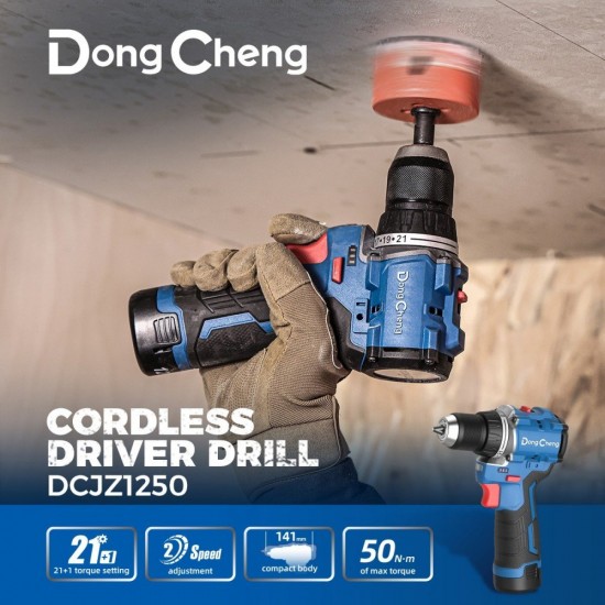 DongCheng DCKIT36BK Cordless Brushless Combo Kit DCPL04-8Z Impact Driver + DCJZ1250Z Driver Drill 12V 2.0Ah