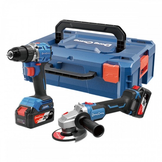 DongCheng DCKIT34EK Cordless Brushless Combo Kit DCJZ2060iZ Hammer Drill + DCSM03-100Z Angle Grinder 20V 4.0Ah DongCheng DCKIT34EK Cordless Brushless Combo Kit DCJZ2060iZ Hammer Drill + DCSM03-100Z Angle Grinder 20V 4.0Ah