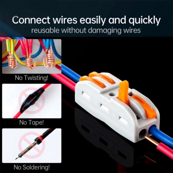 CN KV212 / KV313 Lever-Nut Wire Connector 2-Way/ 3-Way 32A 600V - 5PCS/PKT CN KV212 / KV313 Lever-Nut Wire Connector 2-Way/ 3-Way 32A 600V - 5PCS/PKT