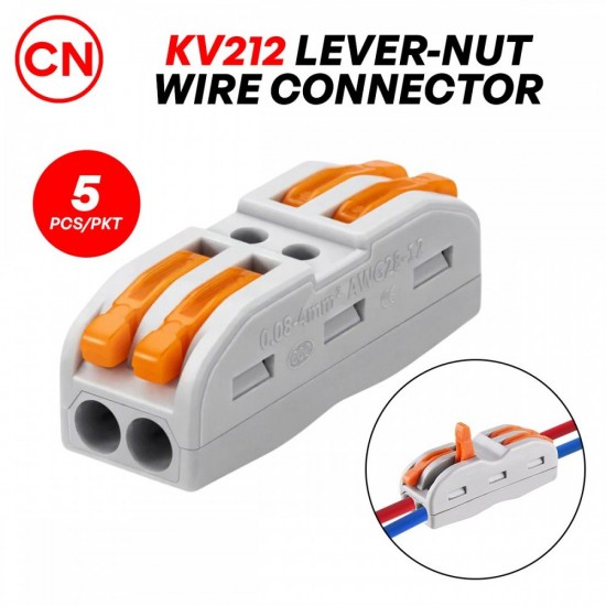 CN KV212 / KV313 Lever-Nut Wire Connector 2-Way/ 3-Way 32A 600V - 5PCS/PKT CN KV212 / KV313 Lever-Nut Wire Connector 2-Way/ 3-Way 32A 600V - 5PCS/PKT