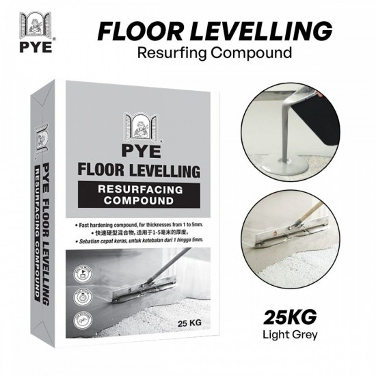 PYE Floor Levelling Resurfacing Compound 25KG - Light Grey