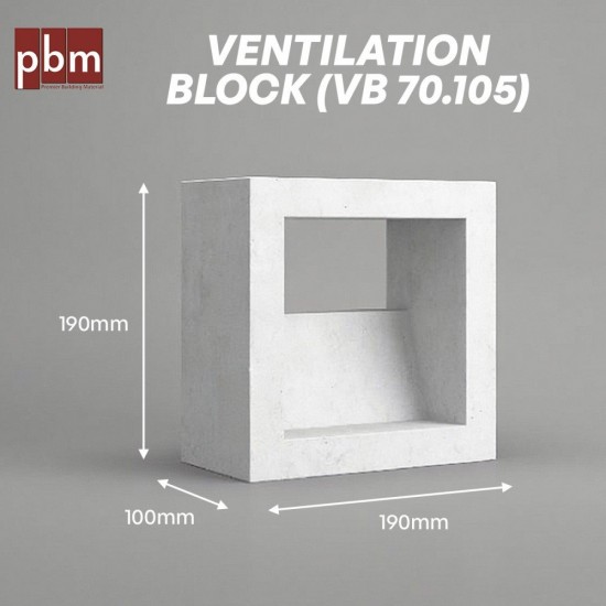 PBM VB70.105 Ventilation Block 190MM (L) x 100MM (W) x 190MM (H) - 1PC PBM VB70.105 Ventilation Block 190MM (L) x 100MM (W) x 190MM (H) - 1PC