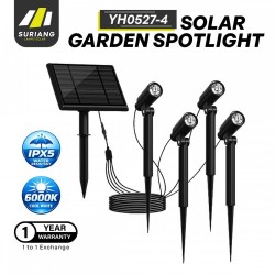 Suriang YH0527-4 Solar Garden Lawn Spotlight IPX5 Waterproof LED Cool White Light
