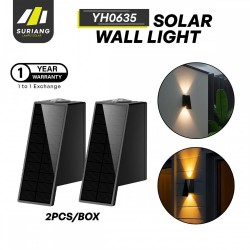 Suriang YH0635 Solar Wall Light IPX5 Waterproof LED Warm White Decorative Wall Light - 2PCS/BOX