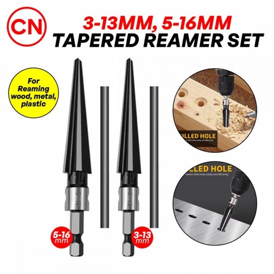 CN Tapered Reamer Set With 1/4″ Hex Shank (3–13MM & 5–16MM)