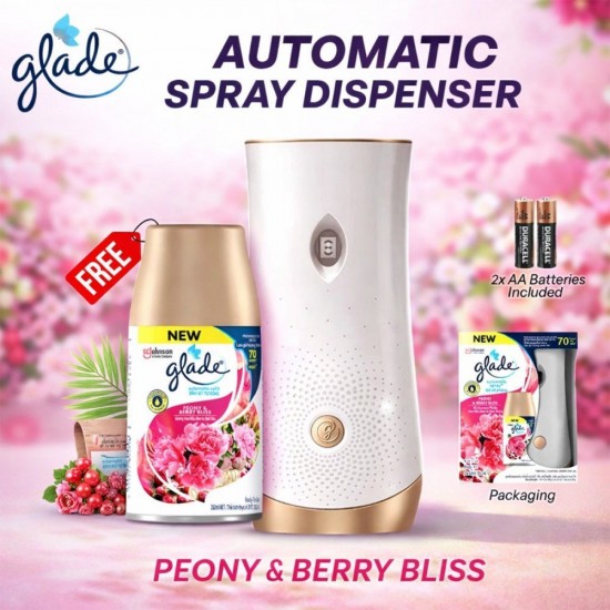 Glade Automatic Spray Dispenser C/W Automatic Refill 252ML (SET) - Lavender & Vanilla / Ocean Escape / Peony & Berry Bliss Glade Automatic Spray Dispenser C/W Automatic Refill 252ML (SET) - Lavender & Vanilla / Ocean Escape / Peony & Berry Bliss