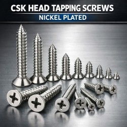 MK CSK Head Self Tapping Screws Nickel Plated - 50PCS/PKT MK CSK Head Self Tapping Screws Nickel Plated - 50PCS/PKT