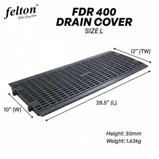 Felton FDR400 Heavy Duty Drain Cover 10" (W) x 28.5" (L) x 30MM (H) - Size L Felton FDR400 Heavy Duty Drain Cover 10" (W) x 28.5" (L) x 30MM (H) - Size L