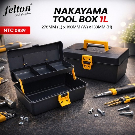 Felton NTC0839 Nakayama Tool Box 1L 278MM (L) x 160MM (W) x 133MM (H) Felton NTC0839 Nakayama Tool Box 1L 278MM (L) x 160MM (W) x 133MM (H)