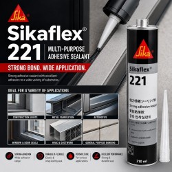 Sika Sikaflex 221 Multipurpose Adhesive Sealant With a Wide Adhesion Range 310ML - Black, Grey, White