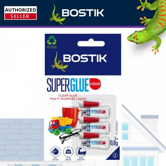 Bostik Fix & Glue Super Glue Liquid 0.8G x 3 (Clear) Bostik Fix & Glue Super Glue Liquid 0.8G x 3 (Clear)
