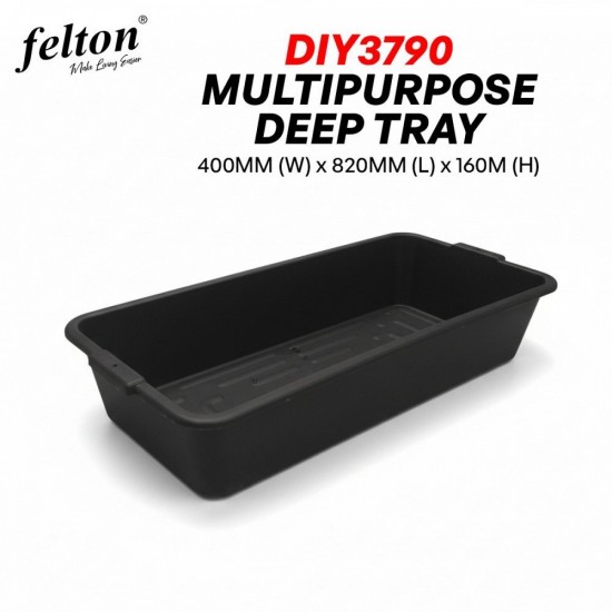 Felton DIY3790 Multipurpose Deep Tray 400MM (W) x 820MM (L) x 160MM (H) - BLACK Felton DIY3790 Multipurpose Deep Tray 400MM (W) x 820MM (L) x 160MM (H) - BLACK