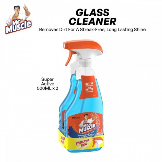 Mr Muscle Glass Cleaner 500ML x 2 - Super Active/Lavender